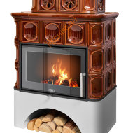 Печь-камин ABX Karelie NI белый цоколь вставка стальная