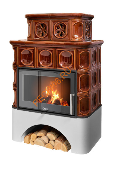 Печь-камин ABX Karelie NI белый цоколь вставка стальная
