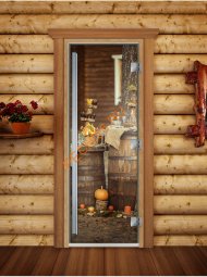 Дверь стеклянная DoorWood «Престиж», 700х1900мм, с фотопечатью «Фуршет»