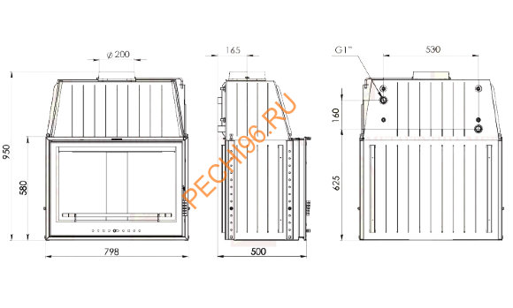Каминная топка Мета Эльба Аква 800Ш Каминная топка Мета Эльба Аква 800Ш
