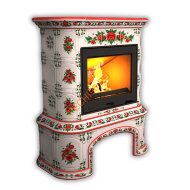 Печь-камин КимрПечь Прованс центральный Маки с дровником