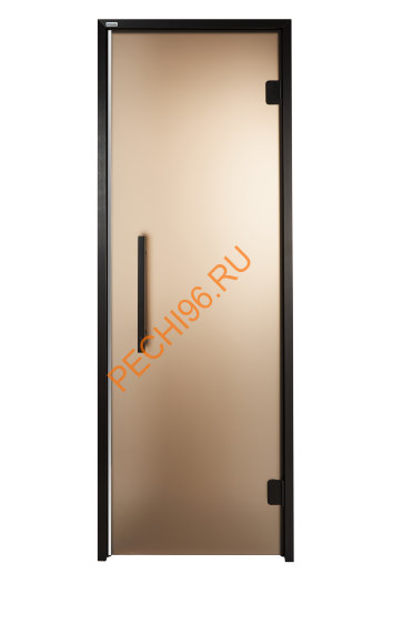 Дверь стеклянная Grandis GS 9х19-BM-S-Bl коробка алюминий Diamond Black, ручка Термоабаш