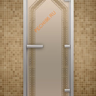 Дверь стеклянная ALDO «Чайхона» коробка алюминий с порогом