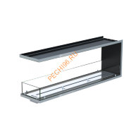 Торцевой биокамин 1700х500х300 мм, стекло, рамка нержавейка