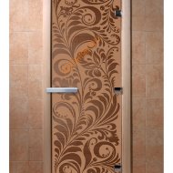 Дверь стеклянная DoorWood Хамам «Хохлома» бронза матовая, 2000х800 мм