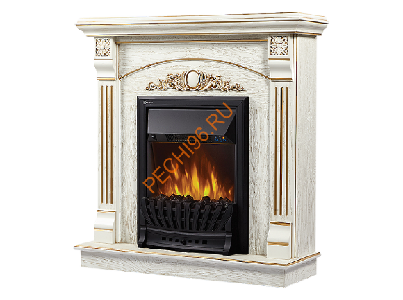 Электрокамин Electrolux Classic EFP/P-1020LS с порталом Firelight Barocco Classic, белый дуб с патиной