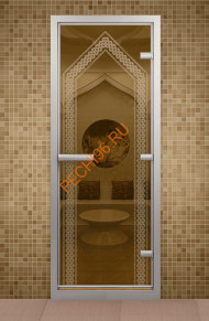 Дверь стеклянная ALDO «Дастархан» коробка алюминий с порогом