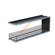 Торцевой биокамин 1700х500х300 мм, стекло тонированное, рамка нержавейка