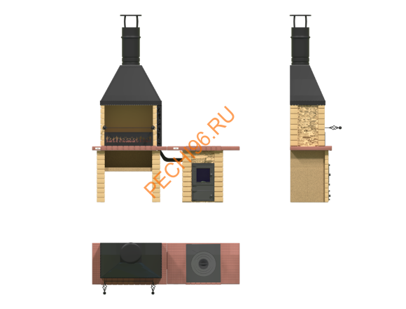 Объединённые печи 2 в 1 с печью под казан Классик
