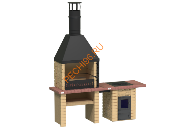 Объединённые печи 2 в 1 с печью под казан Классик