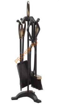 Каминный набор D15011АК черный с античной латунью