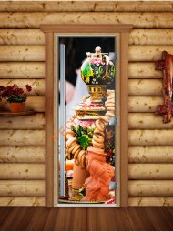 Дверь стеклянная DoorWood «Престиж», 800х2000мм, с фотопечатью «Хохлома»