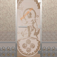 Дверь стеклянная DoorWood Хамам «Посейдон» сатин, 2000х800 мм