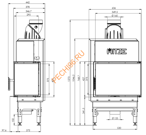 Каминная топка Hitze HST54x39L/R