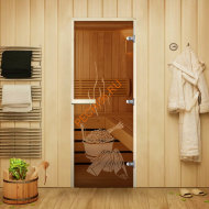 Дверь стеклянная Арта Креатив Банька, осина