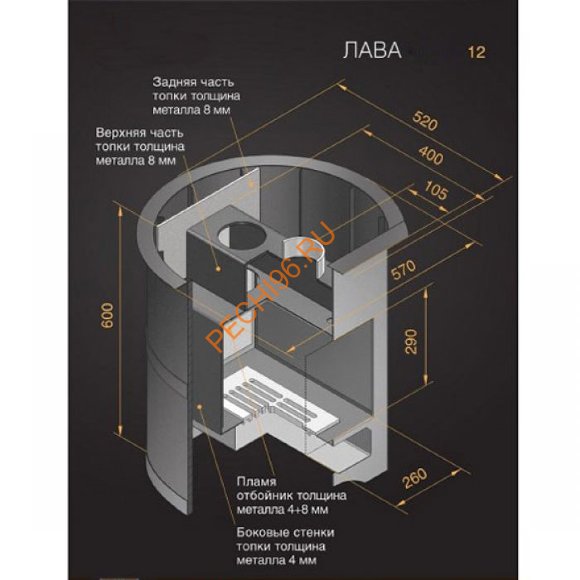 Печь банная Везувий Лава 12 (ДТ-3С) б/в Печь банная Везувий Лава 12 (ДТ-3С) б/в