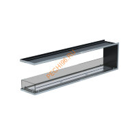 Торцевой биокамин 1800х500х300 мм, стекло тонированное, рамка нержавейка