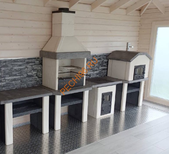 Объединённые печи 2 в 1 с печью под казан Сканди