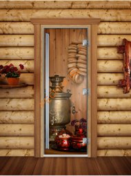 Дверь стеклянная DoorWood «Престиж», 700х1900мм, с фотопечатью «После баньки»