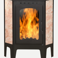 Печь-камин EcoKamin БАВАРИЯ угловая с плитой