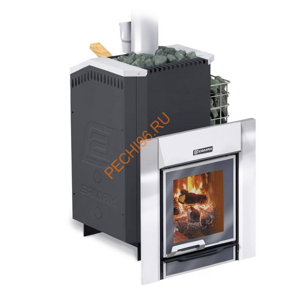 Печь банная Ермак Люкс 24 нержавейка с каменкой-сеткой