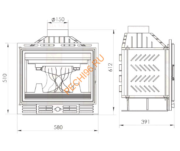 Каминная топка Мета Аврора 600 Каминная топка Мета Аврора 600