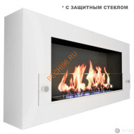 Биокамин ZeFire ORION 900 с белой рамкой и стеклом