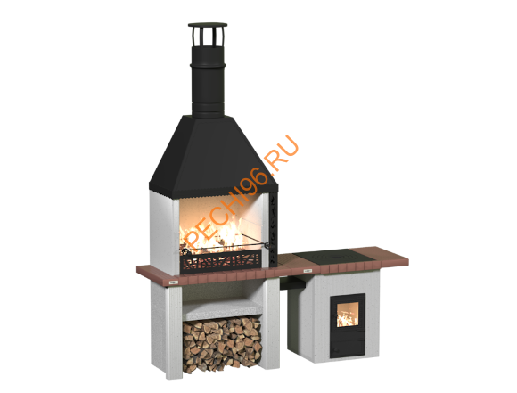 Объединённые печи 2 в 1 с печью под казан Кантри