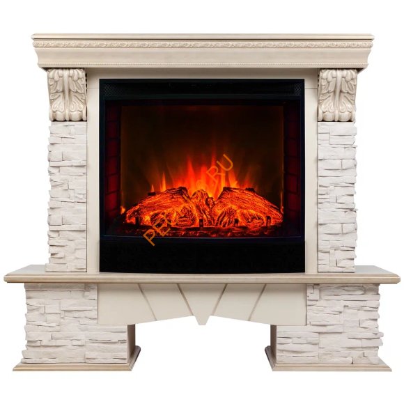 Электрокамин RealFlame Rockland Lux 25,5 WT с очагом Evrika 25,5 LED Электрокамин RealFlame Rockland Lux 25,5 WT с очагом Evrika 25,5 LED
