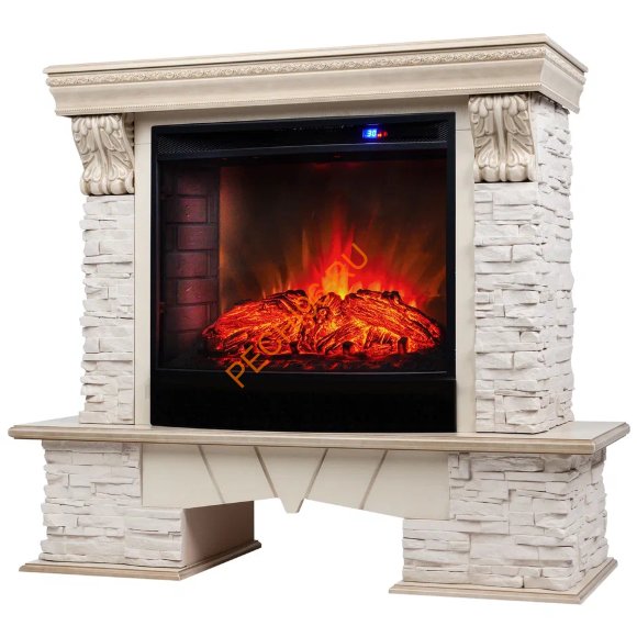 Электрокамин RealFlame Rockland Lux 25,5 WT с очагом Evrika 25,5 LED Электрокамин RealFlame Rockland Lux 25,5 WT с очагом Evrika 25,5 LED