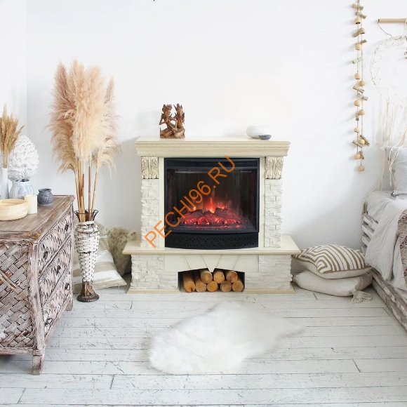 Электрокамин RealFlame Rockland Lux 25,5 WT с очагом Evrika 25,5 LED Электрокамин RealFlame Rockland Lux 25,5 WT с очагом Evrika 25,5 LED