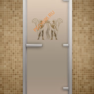 Дверь стеклянная ALDO «Фараон» коробка алюминий с порогом