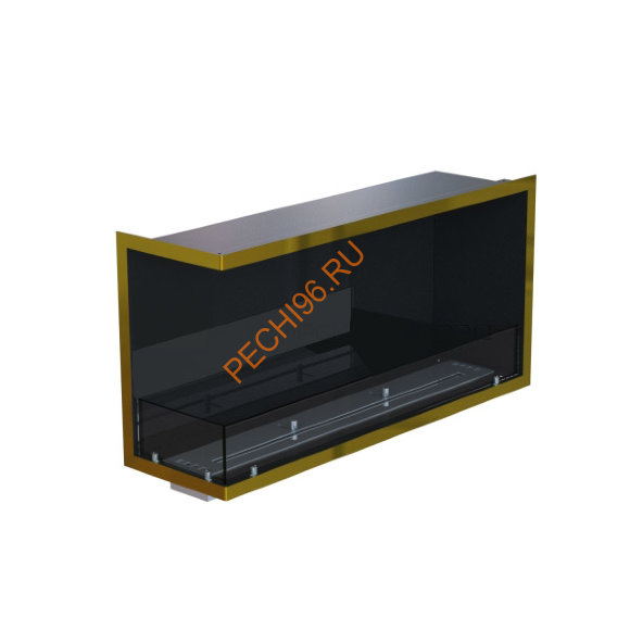 Биокамин угловой 1000х500х300 мм, стемалит, стекло тонированное, рамка латунь