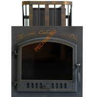 Печь чугунная банная Сибирь 25 (700х700), ТК 300 мм, ЗК, сетка