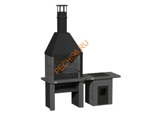 Объединённые печи 2 в 1 с печью под казан Графит