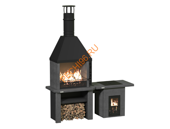 Объединённые печи 2 в 1 с печью под казан Графит