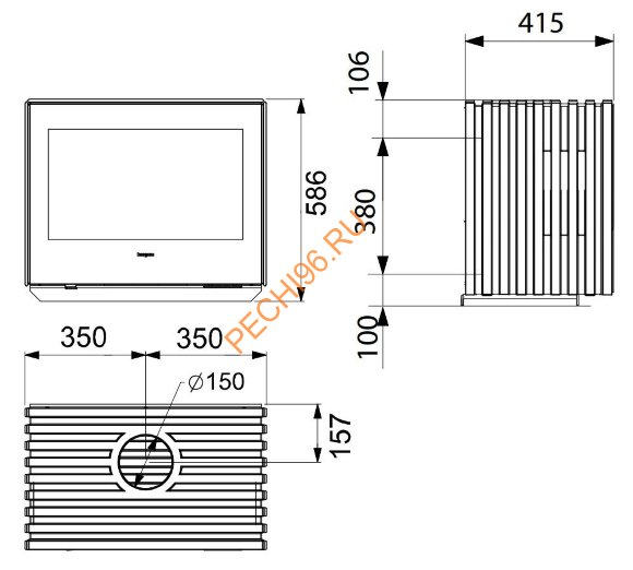 Чугунная печь-камин Hergom Glance Stove LVP, подвесная Чугунная печь-камин Hergom Glance Stove LVP, подвесная