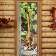Дверь стеклянная DoorWood «Престиж», 700х1900мм, с фотопечатью «Чай с дымком»