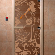 Дверь стеклянная DoorWood «Девушка в цветах бронза», 2000х900 мм
