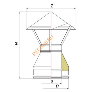 Зонт ВУЛКАН VBR D115/210 мм, нерж 0.5, черный