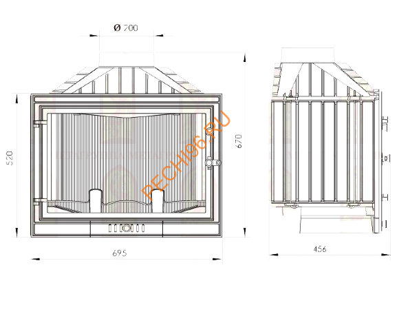 Каминная топка Мета Промо 715 П,Л Каминная топка Мета Промо 715 П,Л