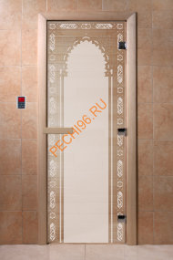 Дверь стеклянная DoorWood «Восточная арка сатин», 2000х800 мм