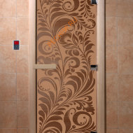 Дверь стеклянная DoorWood «Хохлома бронза матовая», 1800х800 мм