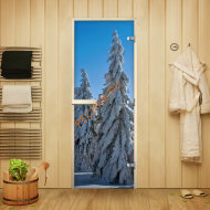 Дверь стеклянная Арта Креатив Зимний лес, осина