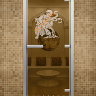 Дверь стеклянная ALDO «Рим» коробка алюминий с порогом