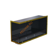 Биокамин угловой 1100х500х300 мм, стемалит, стекло тонированное, рамка латунь