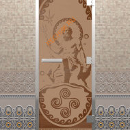 Дверь стеклянная DoorWood Хамам «Посейдон» бронза матовая, 1900х700 мм