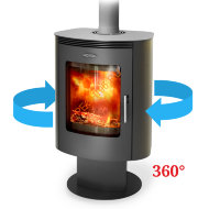 Печь-камин ТМФ Визиера черная бронза, поворотная на 360°