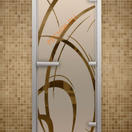 Дверь стеклянная ALDO «Арабика» коробка алюминий с порогом