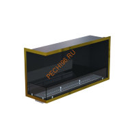 Биокамин угловой 1200х500х300 мм, стемалит, стекло, рамка латунь